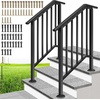 image:imageVIVOHOME 2Pack Galvanized Steel Hand Rails for Outdoor Steps  406 Curved Ends and Safety Balusters Exterior Railing Kit for Porch Deck or Indoor Stairs 4Step WhiteStraightOval with Balusters