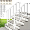 image:imageVIVOHOME 2Pack Galvanized Steel Hand Rails for Outdoor Steps  406 Curved Ends and Safety Balusters Exterior Railing Kit for Porch Deck or Indoor Stairs 4Step WhiteWhite Curved End with Balusters