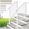 image:imageVIVOHOME 2Pack Galvanized Steel Hand Rails for Outdoor Steps  406 Curved Ends and Safety Balusters Exterior Railing Kit for Porch Deck or Indoor Stairs 4Step WhiteWhite Curved End with Balusters