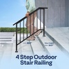 image:imageVIVOHOME 2Pack Galvanized Steel Hand Rails for Outdoor Steps  406 Curved Ends and Safety Balusters Exterior Railing Kit for Porch Deck or Indoor Stairs 4Step WhiteStraightOval with Balusters