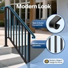 image:imageVIVOHOME 2Pack Galvanized Steel Hand Rails for Outdoor Steps  406 Curved Ends and Safety Balusters Exterior Railing Kit for Porch Deck or Indoor Stairs 4Step WhiteCurved End with Balusters