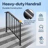 image:imageVIVOHOME 2Pack Galvanized Steel Hand Rails for Outdoor Steps  406 Curved Ends and Safety Balusters Exterior Railing Kit for Porch Deck or Indoor Stairs 4Step WhiteStraightOval with Balusters