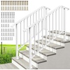 image:imageVIVOHOME 2Pack Galvanized Steel Hand Rails for Outdoor Steps  406 Curved Ends and Safety Balusters Exterior Railing Kit for Porch Deck or Indoor Stairs 4Step WhiteWhite Curved End with Balusters