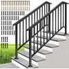 image:imageVIVOHOME 2Pack Galvanized Steel Hand Rails for Outdoor Steps  406 Curved Ends and Safety Balusters Exterior Railing Kit for Porch Deck or Indoor Stairs 4Step WhiteStraightOval with Balusters
