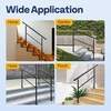 image:imageVIVOHOME 2Pack Galvanized Steel Hand Rails for Outdoor Steps  406 Curved Ends and Safety Balusters Exterior Railing Kit for Porch Deck or Indoor Stairs 4Step WhiteStraightRound
