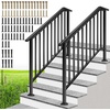 image:imageVIVOHOME 2Pack Galvanized Steel Hand Rails for Outdoor Steps  406 Curved Ends and Safety Balusters Exterior Railing Kit for Porch Deck or Indoor Stairs 4Step WhiteStraightOval with Balusters