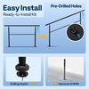 image:imageVIVOHOME 2Pack Galvanized Steel Hand Rails for Outdoor Steps  406 Curved Ends and Safety Balusters Exterior Railing Kit for Porch Deck or Indoor Stairs 4Step WhiteStraightRound