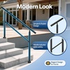 image:imageVIVOHOME 2Pack Galvanized Steel Hand Rails for Outdoor Steps  406 Curved Ends and Safety Balusters Exterior Railing Kit for Porch Deck or Indoor Stairs 4Step WhiteStraightRound