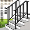 image:imageVIVOHOME 2Pack Galvanized Steel Hand Rails for Outdoor Steps  406 Curved Ends and Safety Balusters Exterior Railing Kit for Porch Deck or Indoor Stairs 4Step WhiteStraightOval with Balusters
