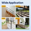 image:imageVIVOHOME 2Pack Galvanized Steel Hand Rails for Outdoor Steps  406 Curved Ends and Safety Balusters Exterior Railing Kit for Porch Deck or Indoor Stairs 4Step WhiteStraightOval
