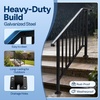 image:imageVIVOHOME 2Pack Galvanized Steel Hand Rails for Outdoor Steps  406 Curved Ends and Safety Balusters Exterior Railing Kit for Porch Deck or Indoor Stairs 4Step WhiteCurved End with Balusters