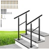 image:imageVIVOHOME 2Pack Galvanized Steel Hand Rails for Outdoor Steps  406 Curved Ends and Safety Balusters Exterior Railing Kit for Porch Deck or Indoor Stairs 4Step WhiteStraightRound