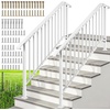 image:imageVIVOHOME 2Pack Galvanized Steel Hand Rails for Outdoor Steps  406 Curved Ends and Safety Balusters Exterior Railing Kit for Porch Deck or Indoor Stairs 4Step WhiteWhite Curved End with Balusters