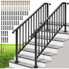 image:imageVIVOHOME 2Pack Galvanized Steel Hand Rails for Outdoor Steps  406 Curved Ends and Safety Balusters Exterior Railing Kit for Porch Deck or Indoor Stairs 4Step WhiteCurved End with Balusters