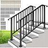 image:imageVIVOHOME 2Pack Galvanized Steel Hand Rails for Outdoor Steps  406 Curved Ends and Safety Balusters Exterior Railing Kit for Porch Deck or Indoor Stairs 4Step WhiteCurved End with Balusters