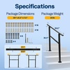 image:imageVIVOHOME Adjustable Outdoor Handrails  Durable Galvanized Steel Hand Rail Black Oval Design for Porch Deck amp Stairs 2Pack for 4 Steps3 Steps