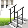 image:imageVIVOHOME 2Pack Galvanized Steel Hand Rails for Outdoor Steps  406 Curved Ends and Safety Balusters Exterior Railing Kit for Porch Deck or Indoor Stairs 4Step WhiteStraightOval
