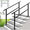 image:imageVIVOHOME Adjustable Outdoor Handrails  Durable Galvanized Steel Hand Rail Black Oval Design for Porch Deck amp Stairs 2Pack for 4 Steps5 Steps
