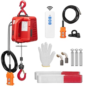 image:imageVIVOHOME 3in1 Electric Hoist Winch 1540lbs 110V Portable Power Winch Crane with Wire and Wireless Remote Control 40ft Lifting Height for Towing Overload Protection for Garage Factory WarehouseRed
