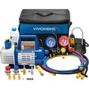 image:imageVIVOHOME Upgraded 4CFM 13 HP 1Stage HVAC Vacuum Pump and 4 Way AC Manifold Gauge Set with Leak Detector 5ft Hoses for R134a R12 R22 R502 R410a Mini Split amp Car Air Conditioner Maintenanceblue