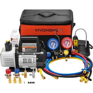image:imageVIVOHOME Upgraded 4CFM 13 HP 1Stage HVAC Vacuum Pump and 4 Way AC Manifold Gauge Set with Leak Detector 5ft Hoses for R134a R12 R22 R502 R410a Mini Split amp Car Air Conditioner Maintenanceblack