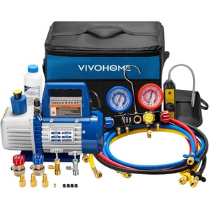 image:imageVIVOHOME Upgraded 4CFM 13 HP 1Stage HVAC Vacuum Pump and 4 Way AC Manifold Gauge Set with Leak Detector 5ft Hoses for R134a R12 R22 R502 R410a Mini Split amp Car Air Conditioner Maintenanceblue