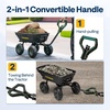 image:imageVIVOHOME 660lbs Wheelbarrow Dump Garden Cart with 2in1 Convertible Handle  Attach to ATV or Tractor 10 All Terrain Wheels Heavy Duty Utility Trailer for YardGreen