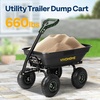 image:imageVIVOHOME 660lbs Wheelbarrow Dump Garden Cart with 2in1 Convertible Handle  Attach to ATV or Tractor 10 All Terrain Wheels Heavy Duty Utility Trailer for YardGreen