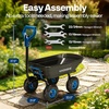 image:imageVIVOHOME 660lbs Wheelbarrow Dump Garden Cart with 2in1 Convertible Handle  Attach to ATV or Tractor 10 All Terrain Wheels Heavy Duty Utility Trailer for YardBlue