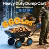 image:imageVIVOHOME 660lbs Wheelbarrow Dump Garden Cart with 2in1 Convertible Handle  Attach to ATV or Tractor 10 All Terrain Wheels Heavy Duty Utility Trailer for YardBlue
