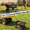 image:imageVIVOHOME 660lbs Wheelbarrow Dump Garden Cart with 2in1 Convertible Handle  Attach to ATV or Tractor 10 All Terrain Wheels Heavy Duty Utility Trailer for YardBlue