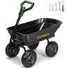 image:imageVIVOHOME 660lbs Wheelbarrow Dump Garden Cart with 2in1 Convertible Handle  Attach to ATV or Tractor 10 All Terrain Wheels Heavy Duty Utility Trailer for YardGreen