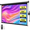 image:imageVIVOHOME 72 Inch 169 Motorized Projector Screen White  Electric Projection Screen with Remote Control Automatic Pull Down Movie Screen for Ceiling and Wall Mount ALR RetractableBlack