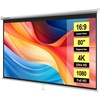 image:imageVIVOHOME 72 Inch 169 Pull Down Projector Screen White  Manual Retractable 4K Projection Screen for Home Theater Roll Up ALR Movie Screen for Ceiling and Wall MountWhite