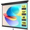 image:imageVIVOHOME 72 Inch 169 Pull Down Projector Screen White  Manual Retractable 4K Projection Screen for Home Theater Roll Up ALR Movie Screen for Ceiling and Wall MountBlack