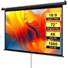 image:imageVIVOHOME 72 Inch 169 Pull Down Projector Screen White  Manual Retractable 4K Projection Screen for Home Theater Roll Up ALR Movie Screen for Ceiling and Wall MountBlack