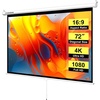 image:imageVIVOHOME 72 Inch 169 Pull Down Projector Screen White  Manual Retractable 4K Projection Screen for Home Theater Roll Up ALR Movie Screen for Ceiling and Wall MountWhite