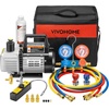 image:imageVIVOHOME 13 HP 45CFM 1 Stage HVAC Vacuum Pump and 4 Way AC Manifold Gauge  110V AC Vacuum Pump Kit with Leak Detector 5ft Hoses for R134a R12 R22 R502 R410a Air Conditioning Refrigeration Rechargingblack