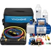 image:imageVIVOHOME 13 HP 45CFM 1 Stage HVAC Vacuum Pump and 4 Way AC Manifold Gauge  110V AC Vacuum Pump Kit with Leak Detector 5ft Hoses for R134a R12 R22 R502 R410a Air Conditioning Refrigeration Rechargingblue