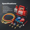 image:imageVIVOHOME 13 HP 45CFM 1 Stage HVAC Vacuum Pump and 4 Way AC Manifold Gauge  110V AC Vacuum Pump Kit with Leak Detector 5ft Hoses for R134a R12 R22 R502 R410a Air Conditioning Refrigeration Rechargingred