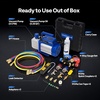 image:imageVIVOHOME 13 HP 45CFM 1 Stage HVAC Vacuum Pump and 4 Way AC Manifold Gauge  110V AC Vacuum Pump Kit with Leak Detector 5ft Hoses for R134a R12 R22 R502 R410a Air Conditioning Refrigeration Rechargingblue