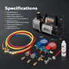 image:imageVIVOHOME 13 HP 45CFM 1 Stage HVAC Vacuum Pump and 4 Way AC Manifold Gauge  110V AC Vacuum Pump Kit with Leak Detector 5ft Hoses for R134a R12 R22 R502 R410a Air Conditioning Refrigeration Rechargingblack