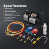 image:imageVIVOHOME 13 HP 45CFM 1 Stage HVAC Vacuum Pump and 4 Way AC Manifold Gauge  110V AC Vacuum Pump Kit with Leak Detector 5ft Hoses for R134a R12 R22 R502 R410a Air Conditioning Refrigeration Rechargingblack