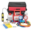 image:imageVIVOHOME 13 HP 45CFM 1 Stage HVAC Vacuum Pump and 4 Way AC Manifold Gauge  110V AC Vacuum Pump Kit with Leak Detector 5ft Hoses for R134a R12 R22 R502 R410a Air Conditioning Refrigeration Rechargingred