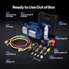 image:imageVIVOHOME 13 HP 45CFM 1 Stage HVAC Vacuum Pump and 4 Way AC Manifold Gauge  110V AC Vacuum Pump Kit with Leak Detector 5ft Hoses for R134a R12 R22 R502 R410a Air Conditioning Refrigeration Rechargingblue