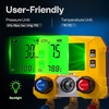 image:imageVIVOHOME Digital HVAC Manifold Gauge Set with 3 Hoses and R410a Adapters  Refrigeration AC Gauges for R410a R32 R454B R22 Refrigerant Recharge Kitwith R410a Adapters  R134aR1234yf Couplers