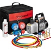 image:imageVIVOHOME 13 HP 45CFM 1 Stage HVAC Vacuum Pump and 4 Way AC Manifold Gauge  110V AC Vacuum Pump Kit with Leak Detector 5ft Hoses for R134a R12 R22 R502 R410a Air Conditioning Refrigeration Rechargingblack