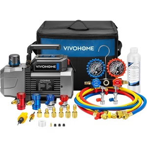 image:imageVIVOHOME A2L 13 HP 4CFM Single Stage AC Vacuum Pump and Manifold Gauge Set  HVAC Vacuum Pump Kit with 5ft Hoses Sparkless Motor for R454B R32 R1234yf R134a R22 R410a Car Mini Split Systems4 CFM