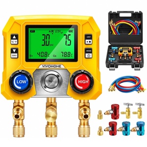 image:imageVIVOHOME Digital HVAC Manifold Gauge Set with 3 Hoses and R410a Adapters  Refrigeration AC Gauges for R410a R32 R454B R22 Refrigerant Recharge Kitwith R410a Adapters  R134aR1234yf Couplers