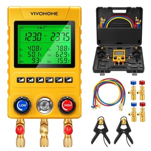 image:imageVIVOHOME Digital HVAC Manifold Gauges with 2 Wired Temperature Clamp Probes  Refrigeration AC Gauge Set Pressure and Temp Test for R134a R410a R32 R1234yf R454B Refrigerant Recharge Kitwith ClampsHoses
